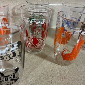Vintage Animal Drinking Glass - Multicolor- set of 7